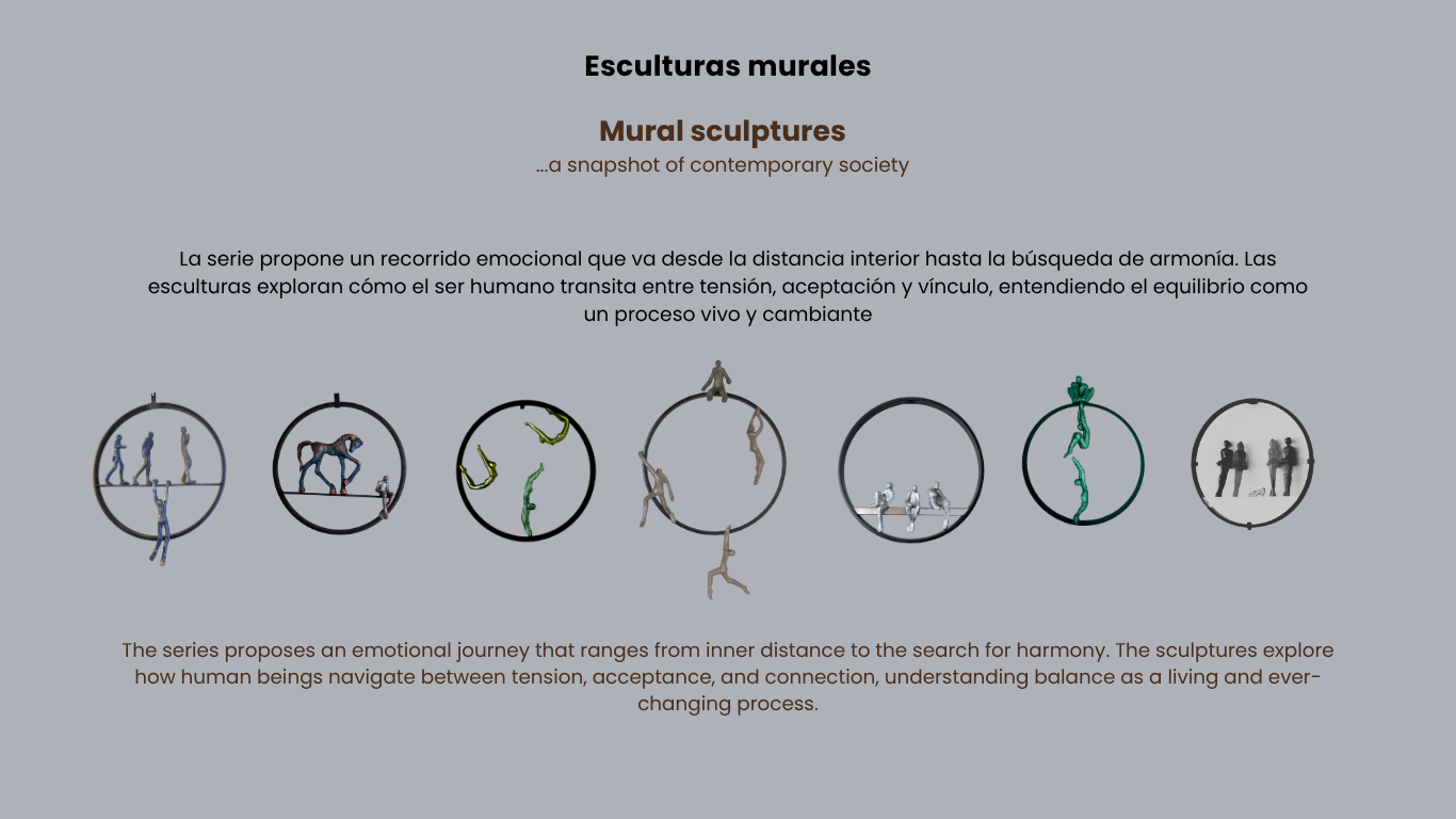 Esculturas murales — Mural sculptures, a snapshot of contemporary society